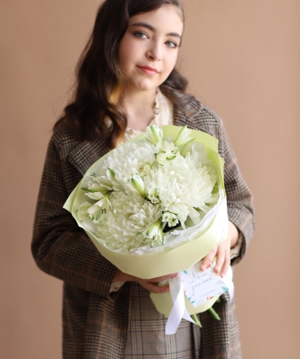 Дуобукет из хризантем и альстромерии №1953