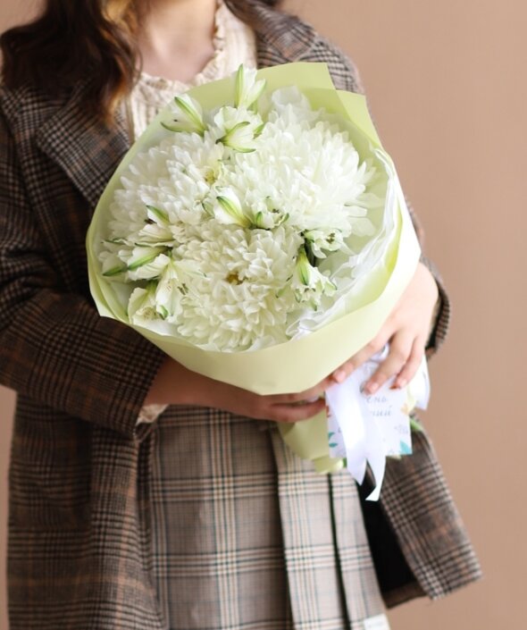 Дуобукет из хризантем и альстромерии №1953