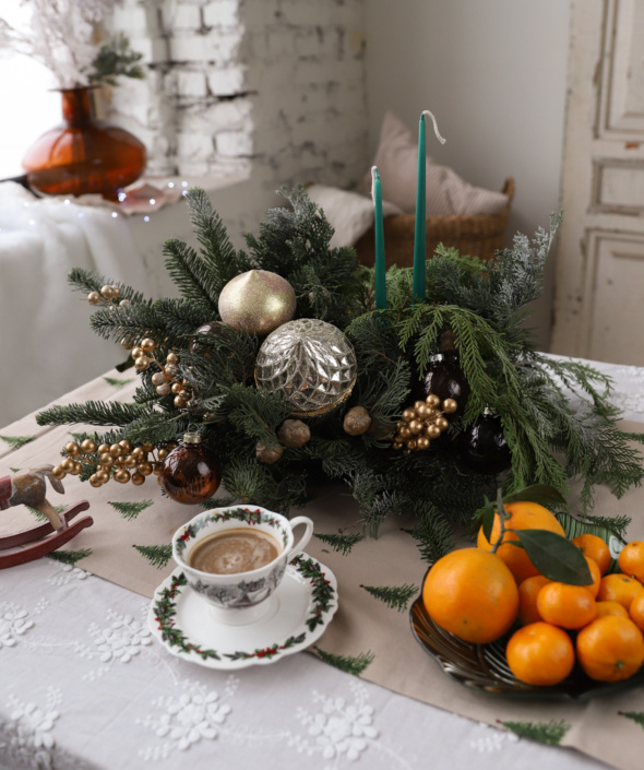 Новогодняя композиция на стол №1814