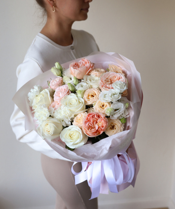 Нежный букет с садовыми розами №1964