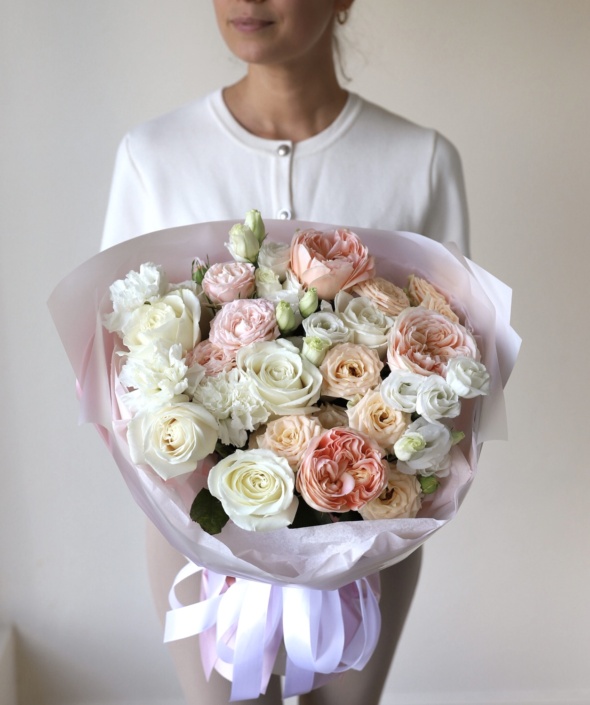 Нежный букет с садовыми розами №1964