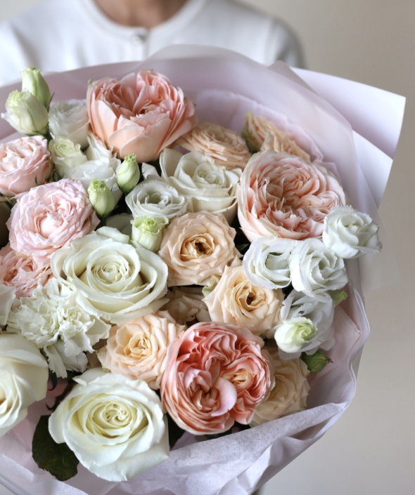 Нежный букет с садовыми розами №1964