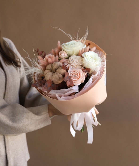 Осенний букет с декоративной тыквой №1974