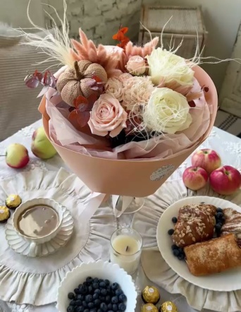 Осенний букет с декоративной тыквой №1974