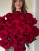 Розы красные в ленту (25 шт)  №1041
