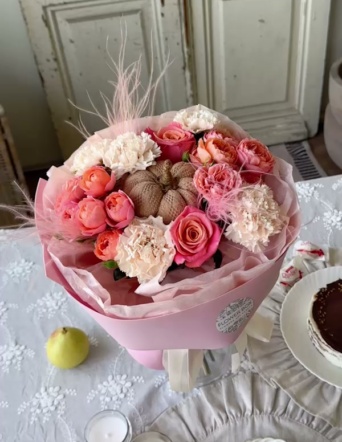 Яркий букет с тыквой №2117