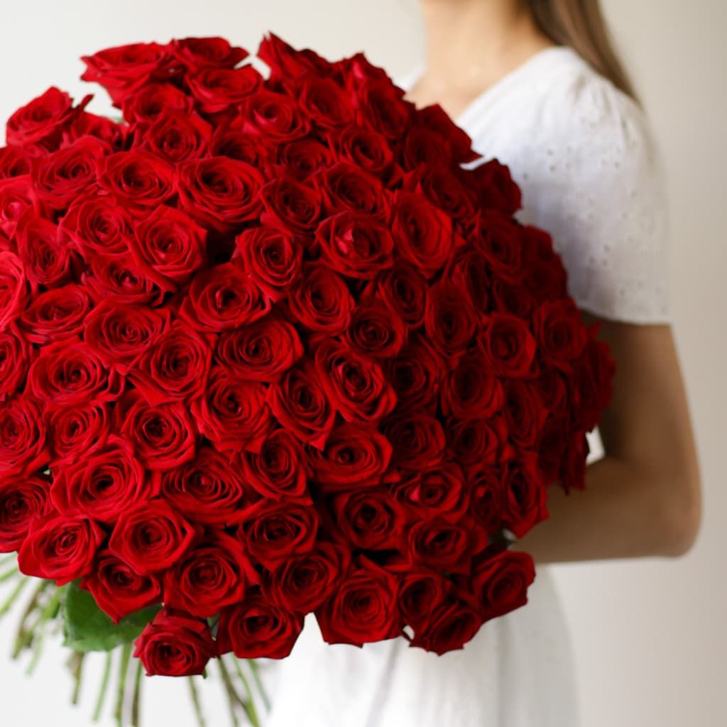 Розы красные в ленту (Россия, 101 шт) №1014 - Фото 32