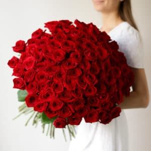 Розы красные в ленту (Россия, 101 шт) №1014 - Фото 11