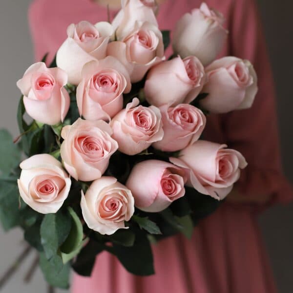Розы розовые в ленту (15 шт) №1043 - Фото 2