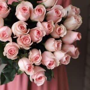 Розы розовые в ленту (25 шт) №1044 - Фото 5