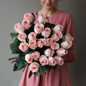 Розы розовые в ленту (25 шт) №1044 - Фото 4