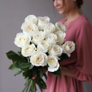 Розы белые в ленту (15 шт) №1049 - Фото 6