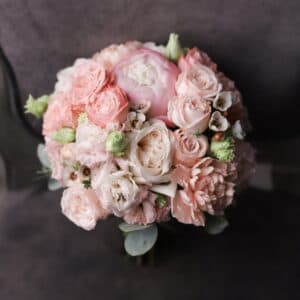 Классический свадебный букет с розовыми пионами №994 - Фото 20