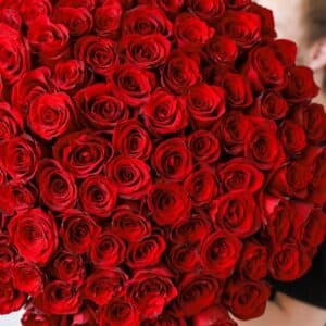 101 роза красная в ленту №1143 - Фото 44