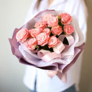 Кустовые розы пионовидные — детский букет (3шт) №1376 - Фото 1