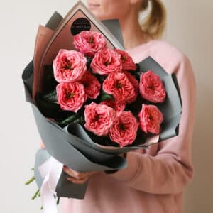 13 роз пионовидных в сером оформлении №1499 - Фото 31