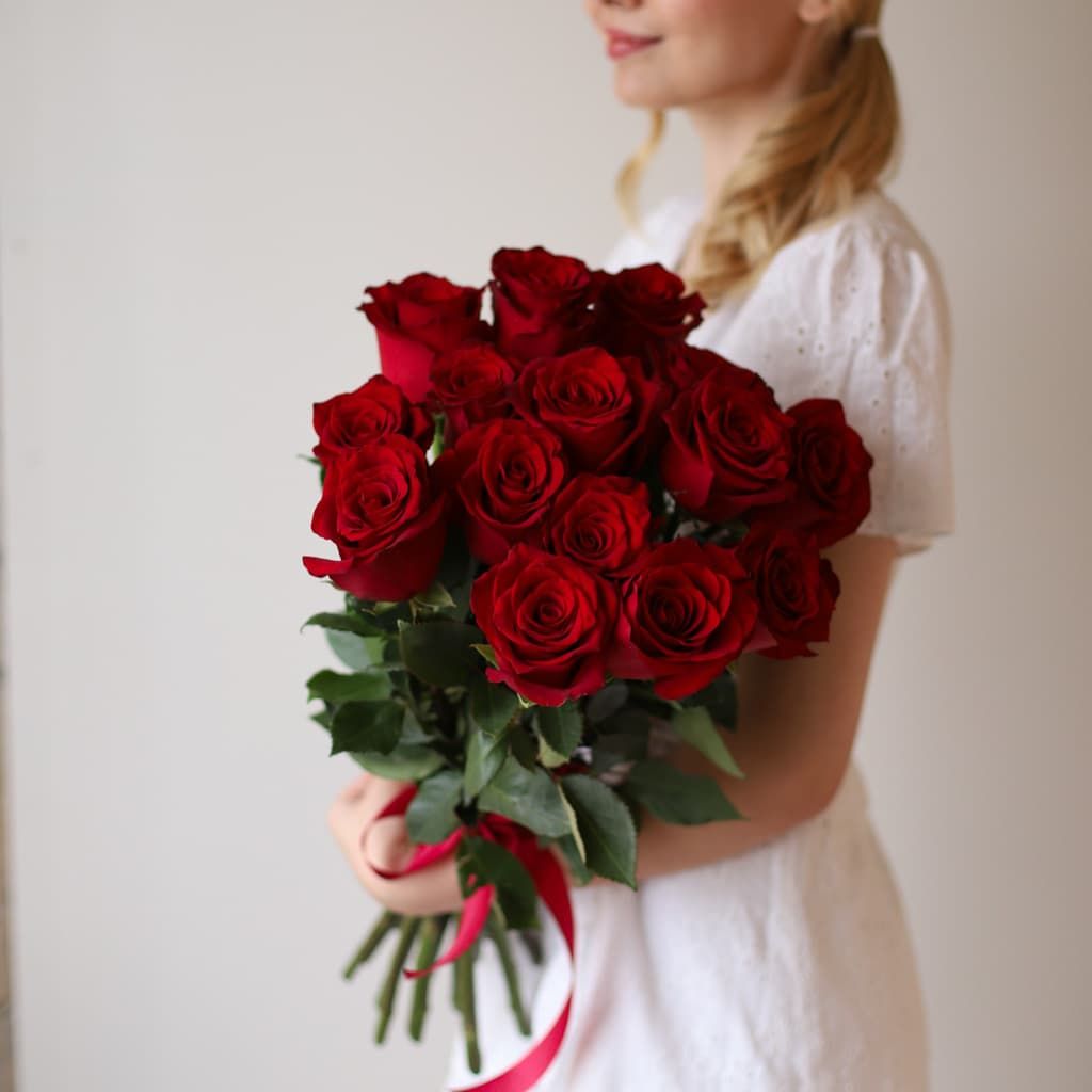Красные розы в ленту (15 шт) №1040 - Фото 30