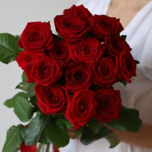 Красные розы в ленту (15 шт) №1548 - Фото 4