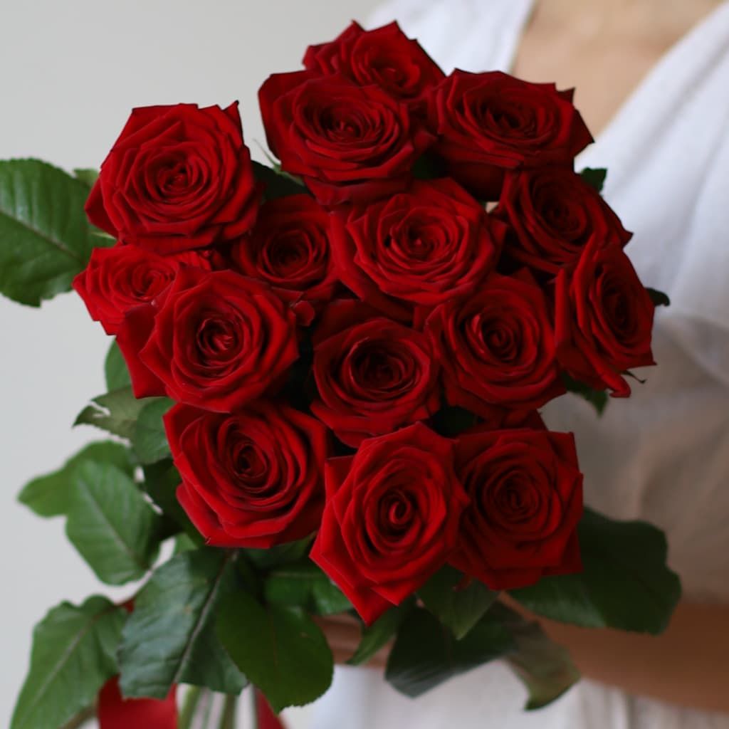 Красные розы в ленту (15 шт) №1548 - Фото 44