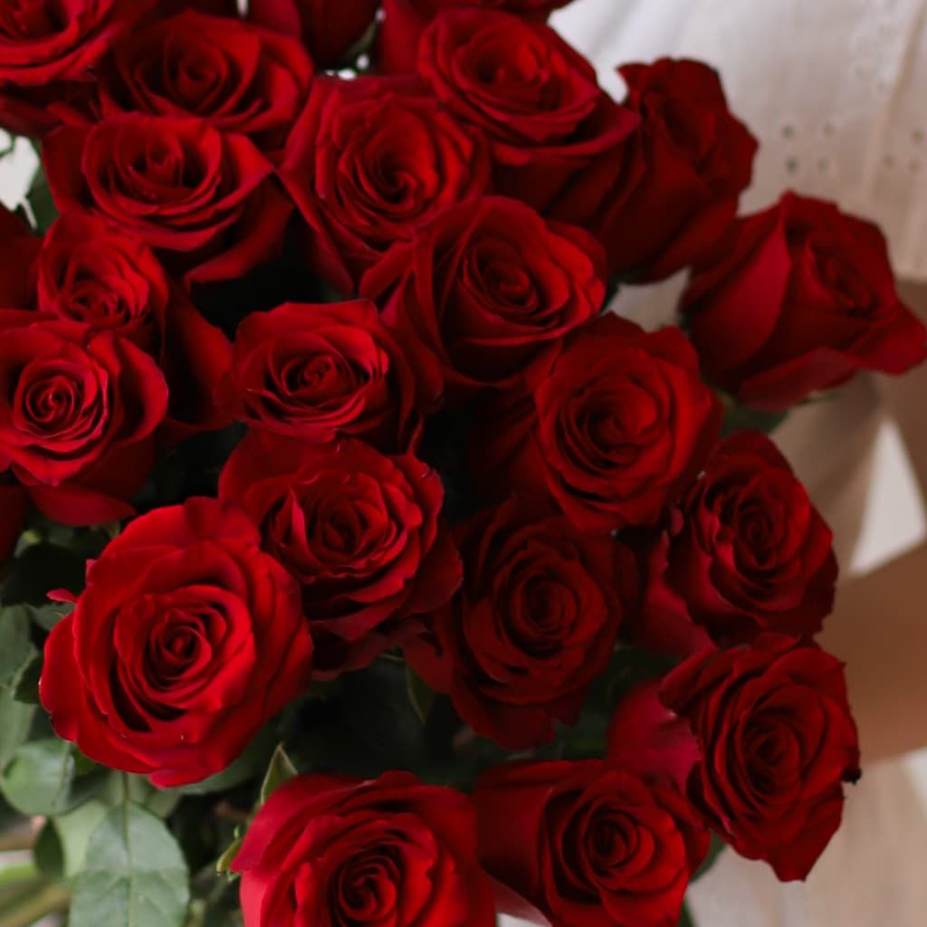 Розы красные в ленту (25 шт)  №1041 - Фото 26