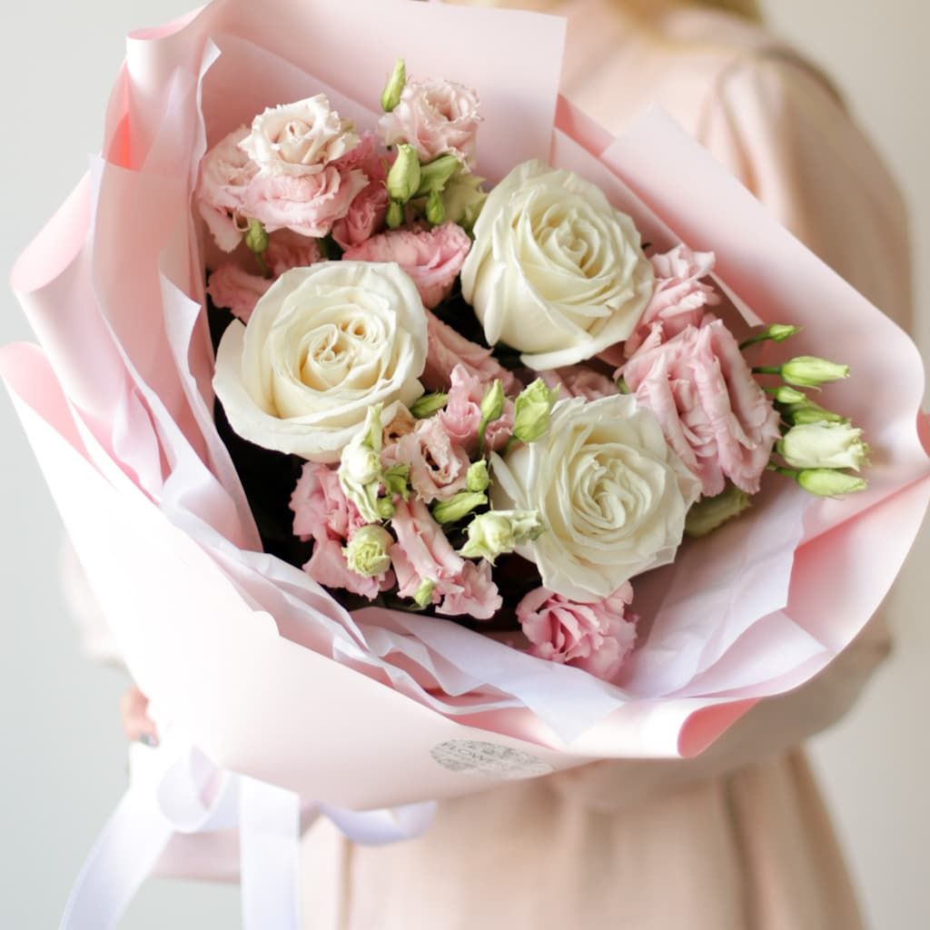 Дуобукет с лизиантусом и розами №1662 - Фото 34