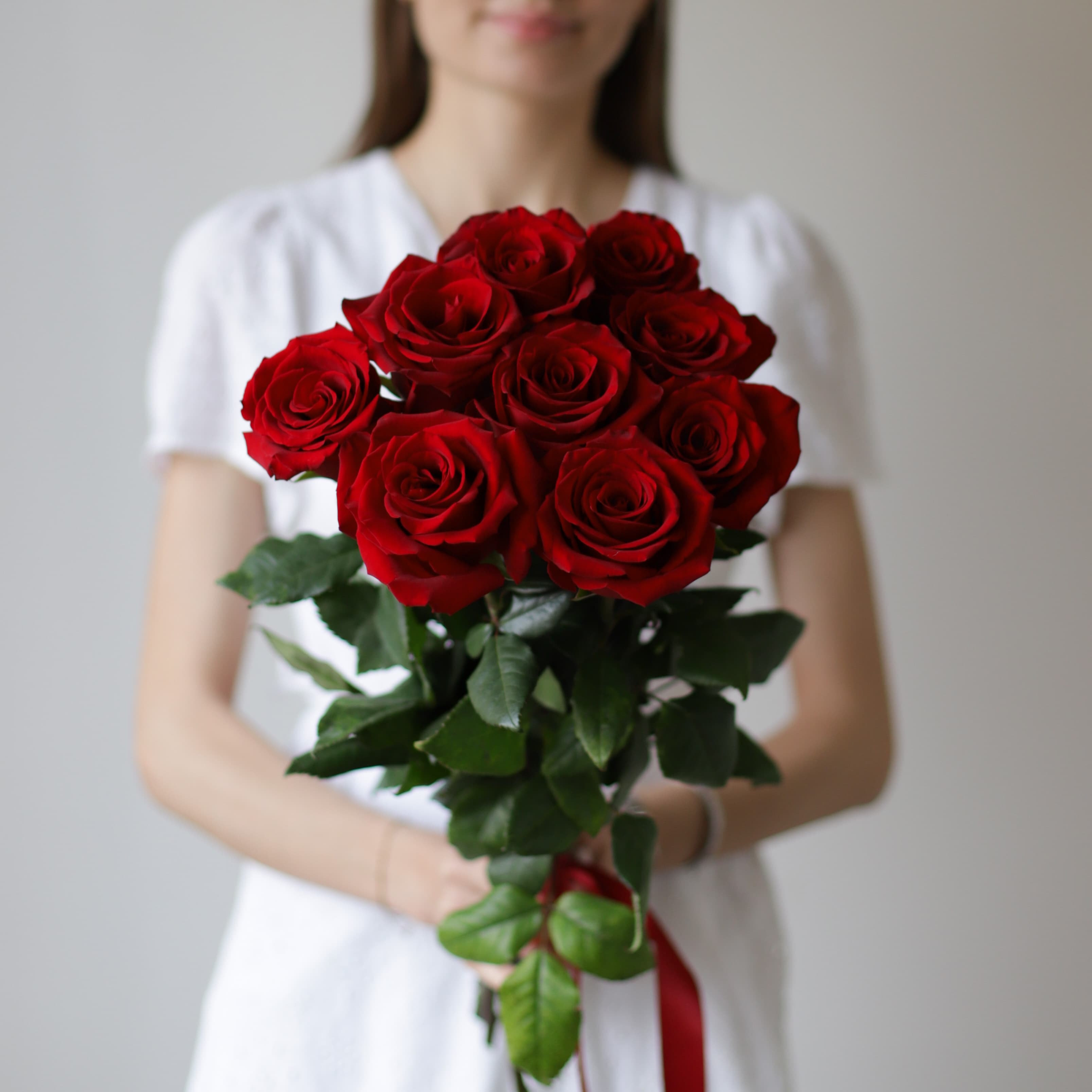 Красные розы в ленту (9 шт) №1039 - Фото 18