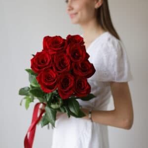 Красные розы в ленту (9 шт) №1039 - Фото 17