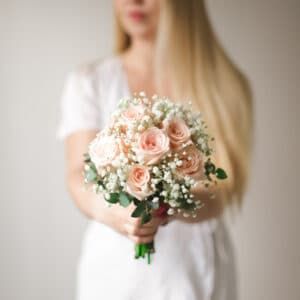 Свадебный букет c гипсофилой  и розами №1673 - Фото 18