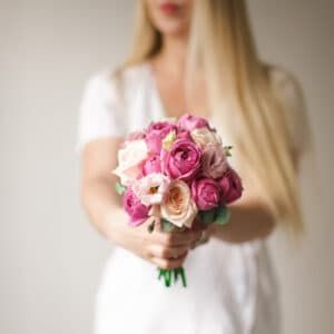 Свадебный яркий букет  в розовых тонах №1674 - Фото 16