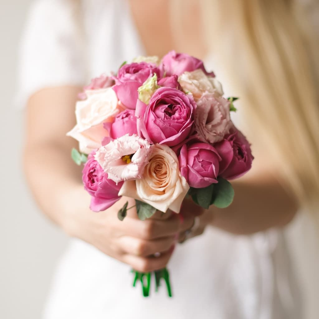 Свадебный яркий букет  в розовых тонах №1674 - Фото 17