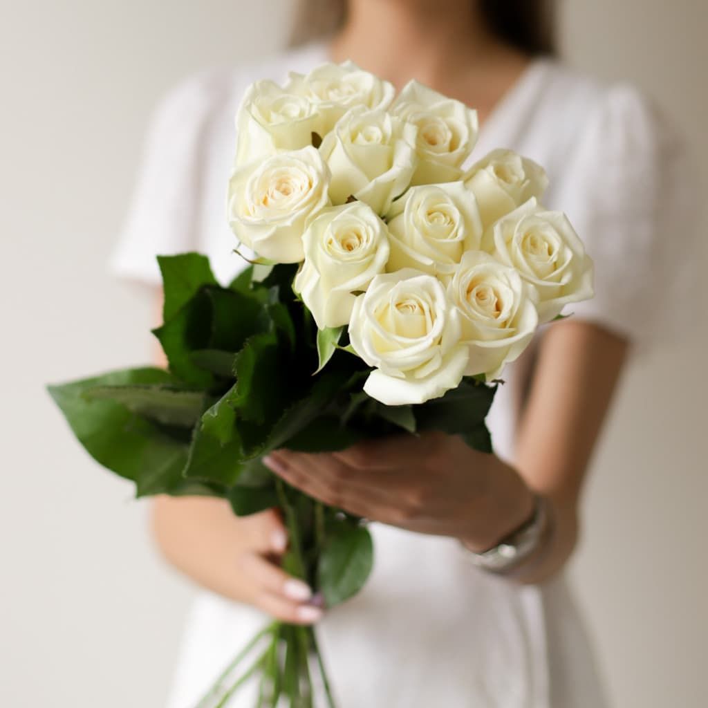 Белые розы в ленту (Россия, 11 шт) №1742 - Фото 35