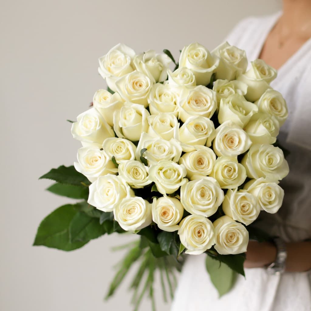 Белые розы в ленту (Россия, 35 шт) №1738 - Фото 43