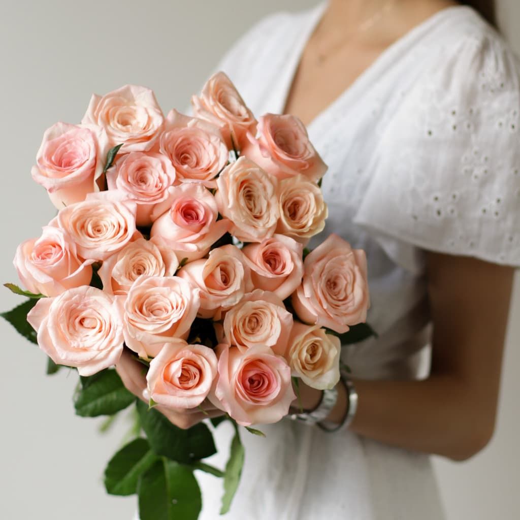Розовые розы в ленту (Россия, 21 шт) №1735 - Фото 45