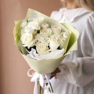 Белые розы с эустомой №1843 - Фото 3