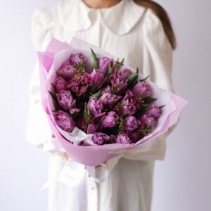Букет тюльпанов с хамелациумом №1857 - Фото 35