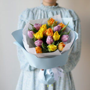 Нежный микс махровых тюльпанов (15 шт) №1861 - Фото 4