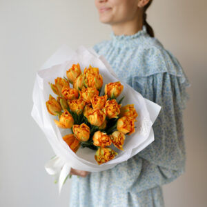 Оранжевые махровые тюльпаны (21 шт) №1859 - Фото 21