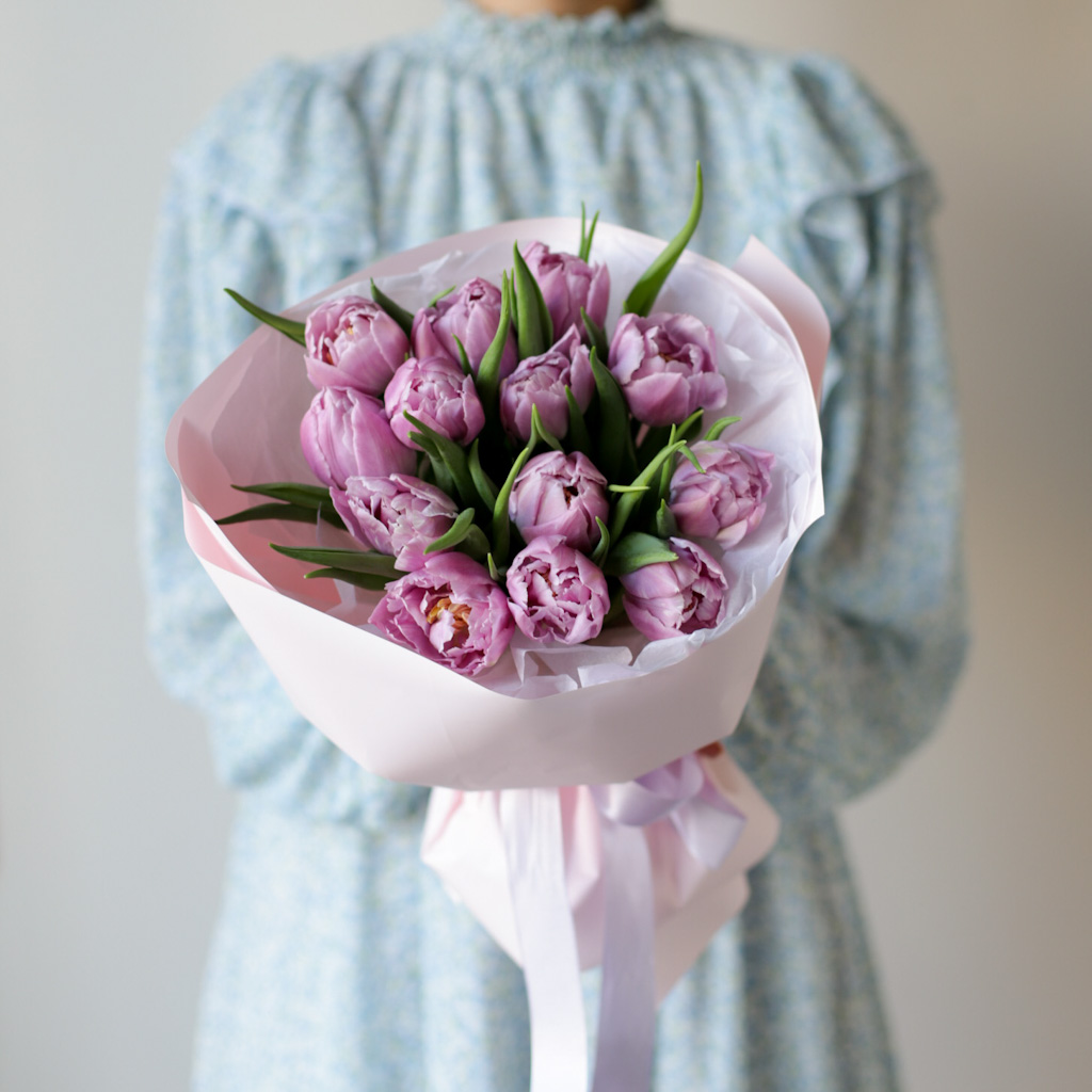 Сиреневые махровые тюльпаны (13 шт) №1860 - Фото 20